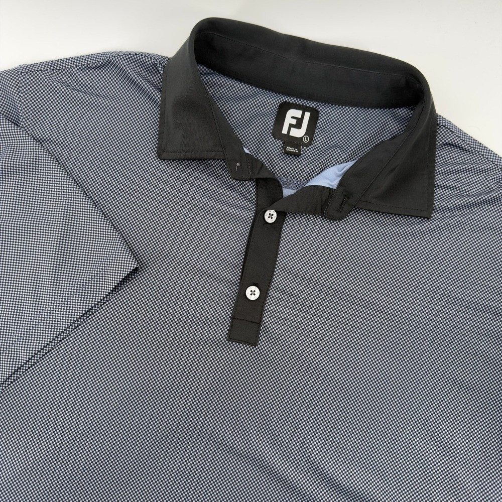 FootJoy FJ Mens ProDry Golf Polo Shirt Grey Black Micro Check Size Large